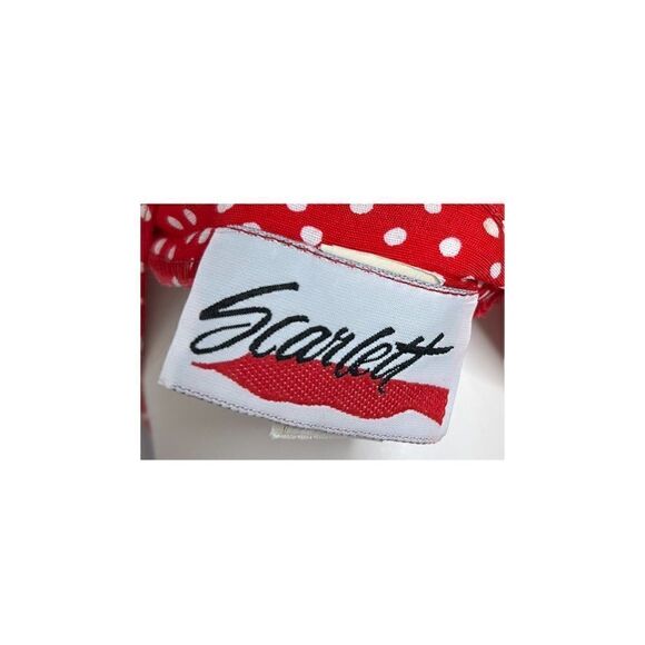 VINTAGE Scarlett Pinup Dress Red White Polka Dots Belt Bubble Waist 9 - Picture 8 of 10